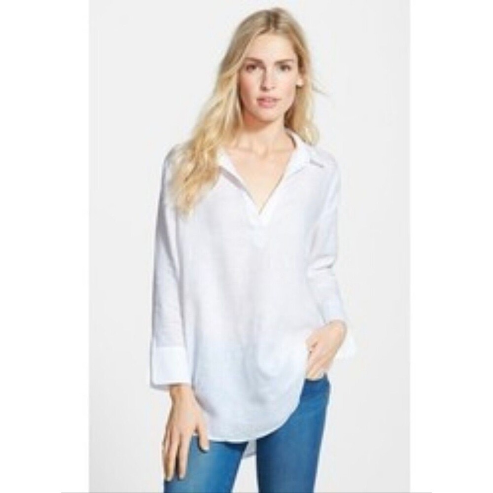 Vineyard Vines Soft 100% Cotton Gauze White Tunic Top - Size XS Womens - Blouse